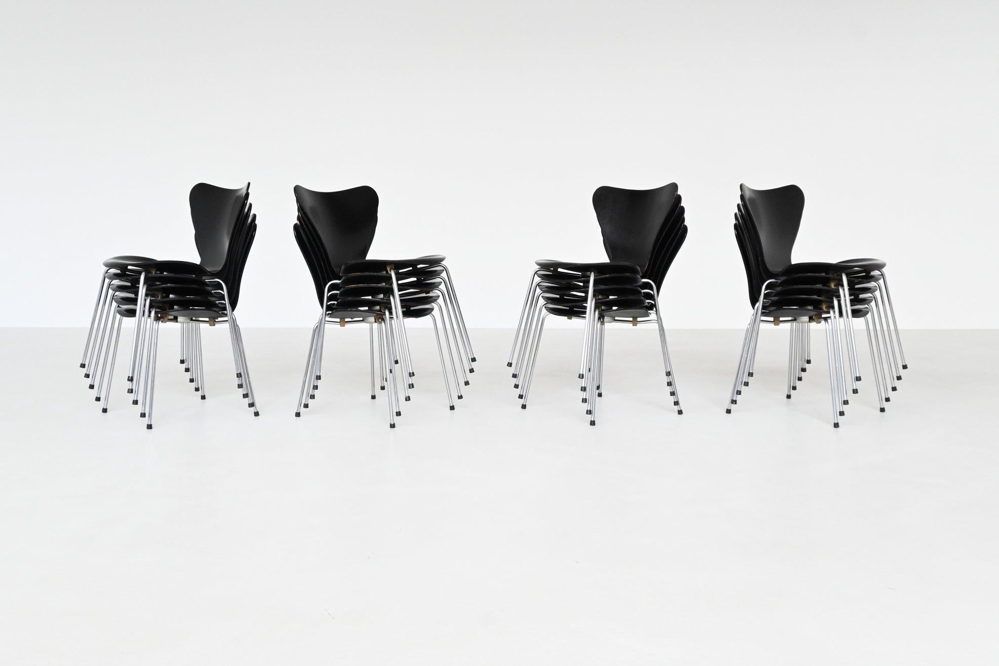 Arne Jacobsen 3107 'Butterfly' Esszimmerstühle Fritz Hansen Dänemark 1967 im Angebot 4