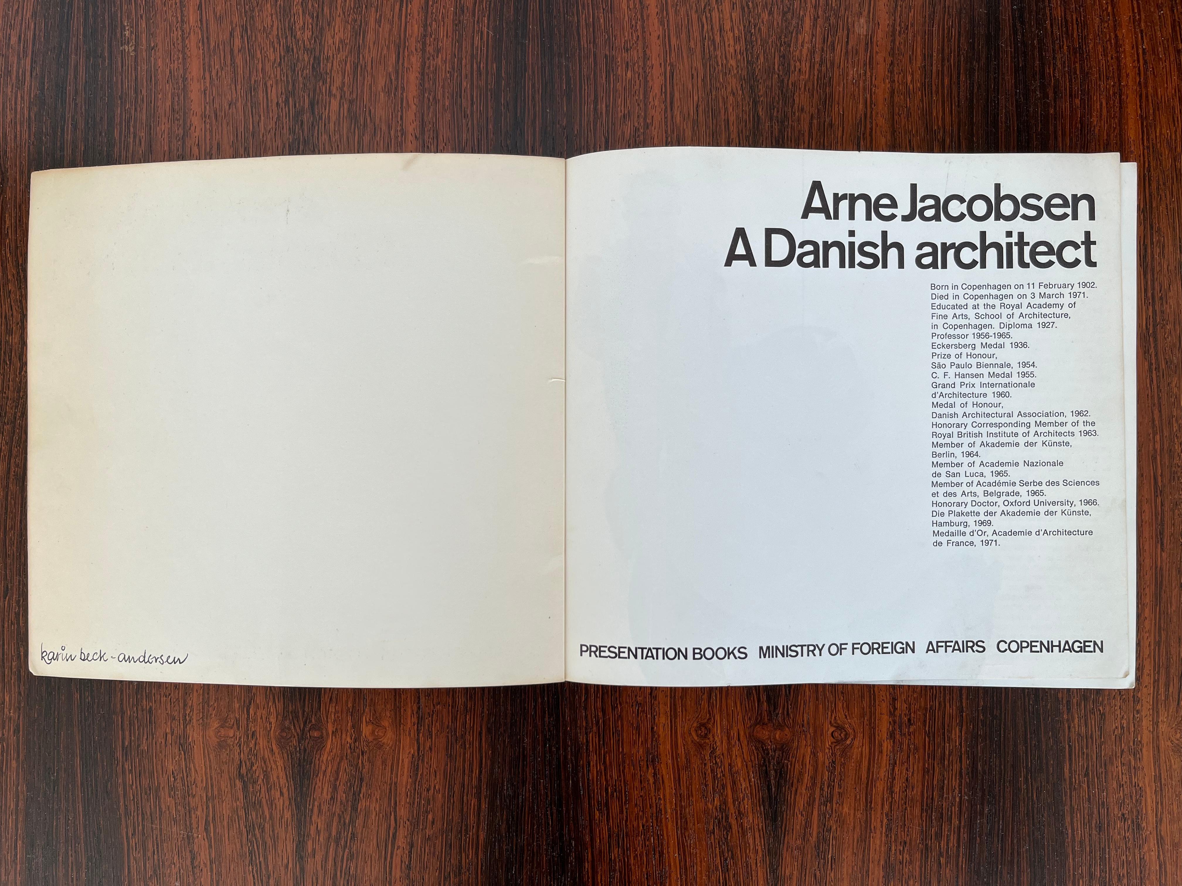 Scandinavian Modern Arne Jacobsen a Danish Architect, 1972 For Sale