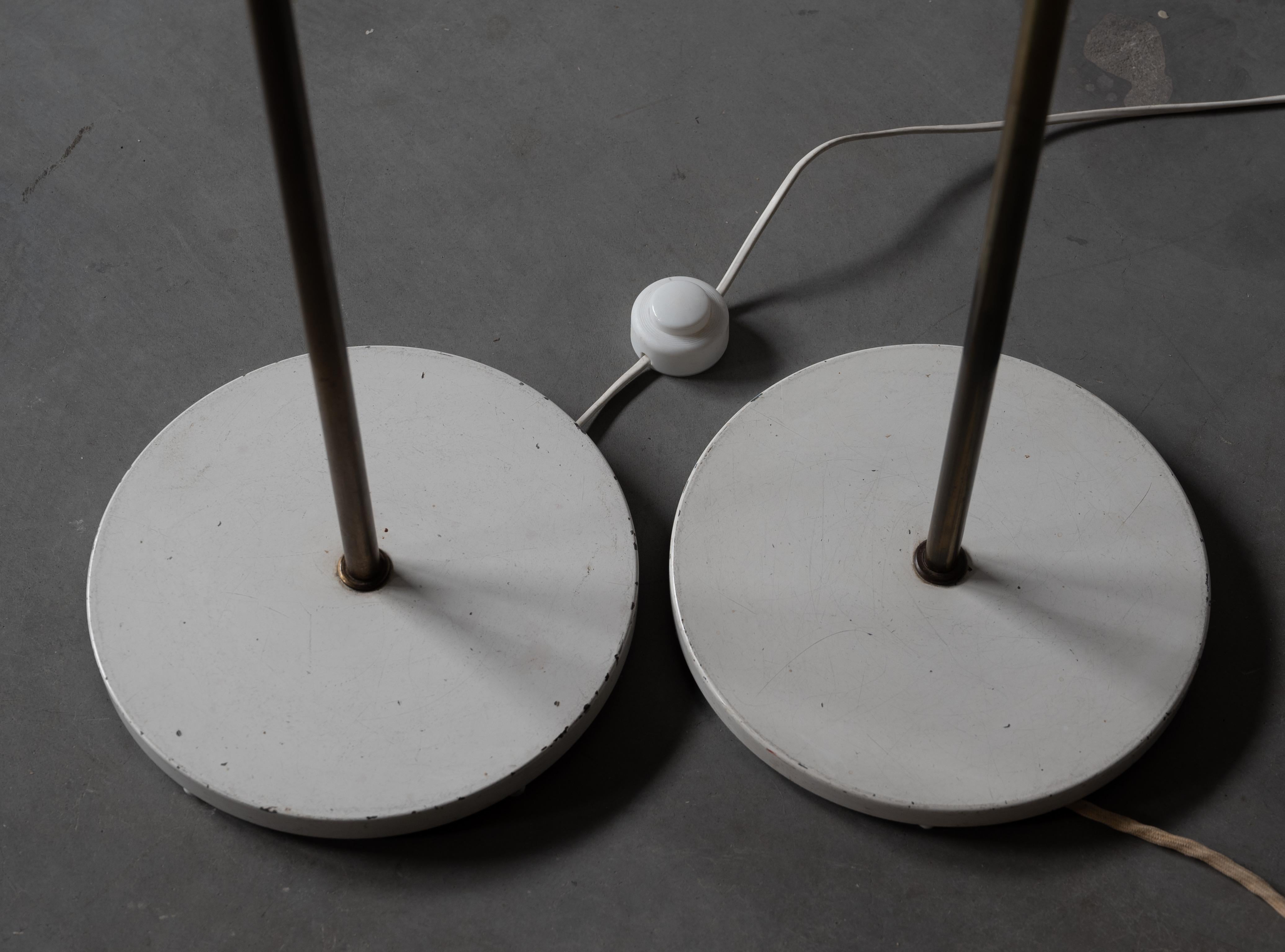 Arne Jacobsen, Adjustable Floor Lamps, Brass, Lacquered Metal, Denmark, 1929 1