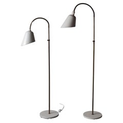 Arne Jacobsen, Adjustable Floor Lamps, Brass, Lacquered Metal, Denmark, 1929