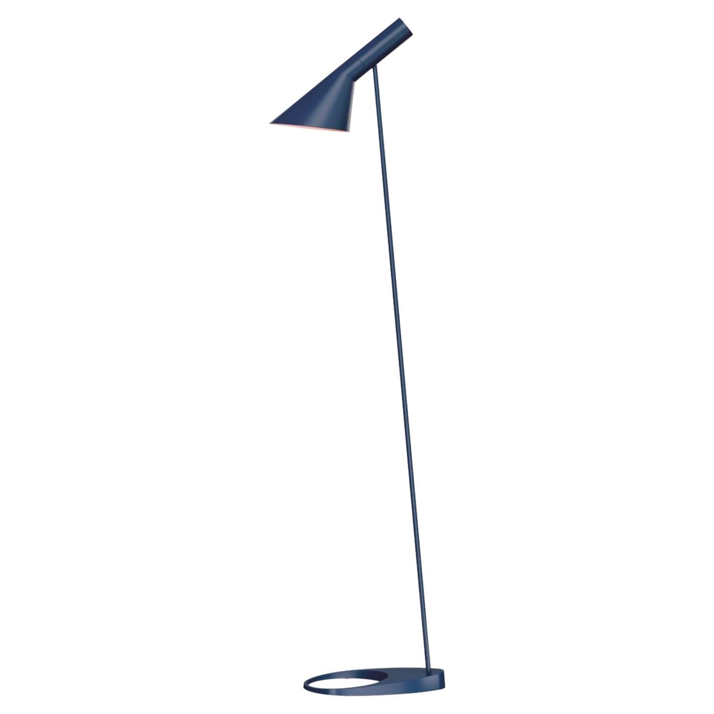 Arne Jacobsen AJ Floor Lamp 1957 in Dark Blue for Louis Poulsen For Sale