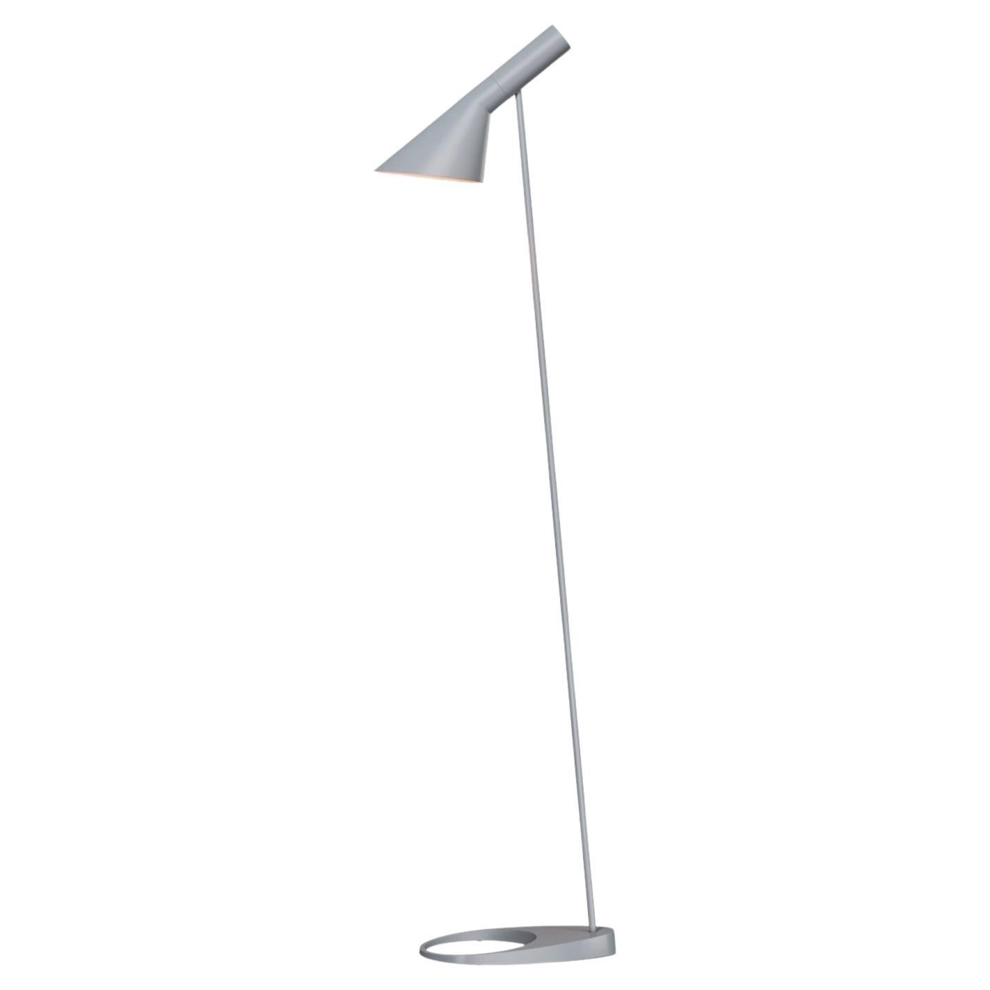 Arne Jacobsen AJ Floor Lamp 1957 in Light Grey for Louis Poulsen For Sale