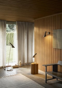 Arne Jacobsen AJ Floor Lamp in Black and Brass for Louis Poulsen