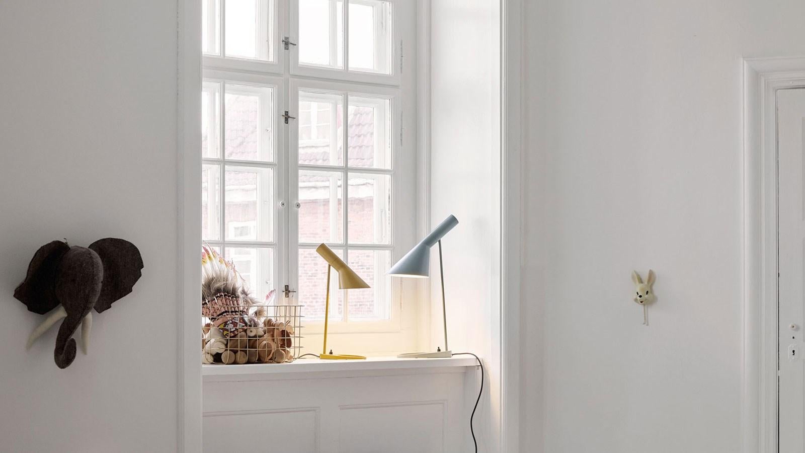 Danish Arne Jacobsen 'Aj Mini' Table Lamp in Electric Orange for Louis Poulsen For Sale