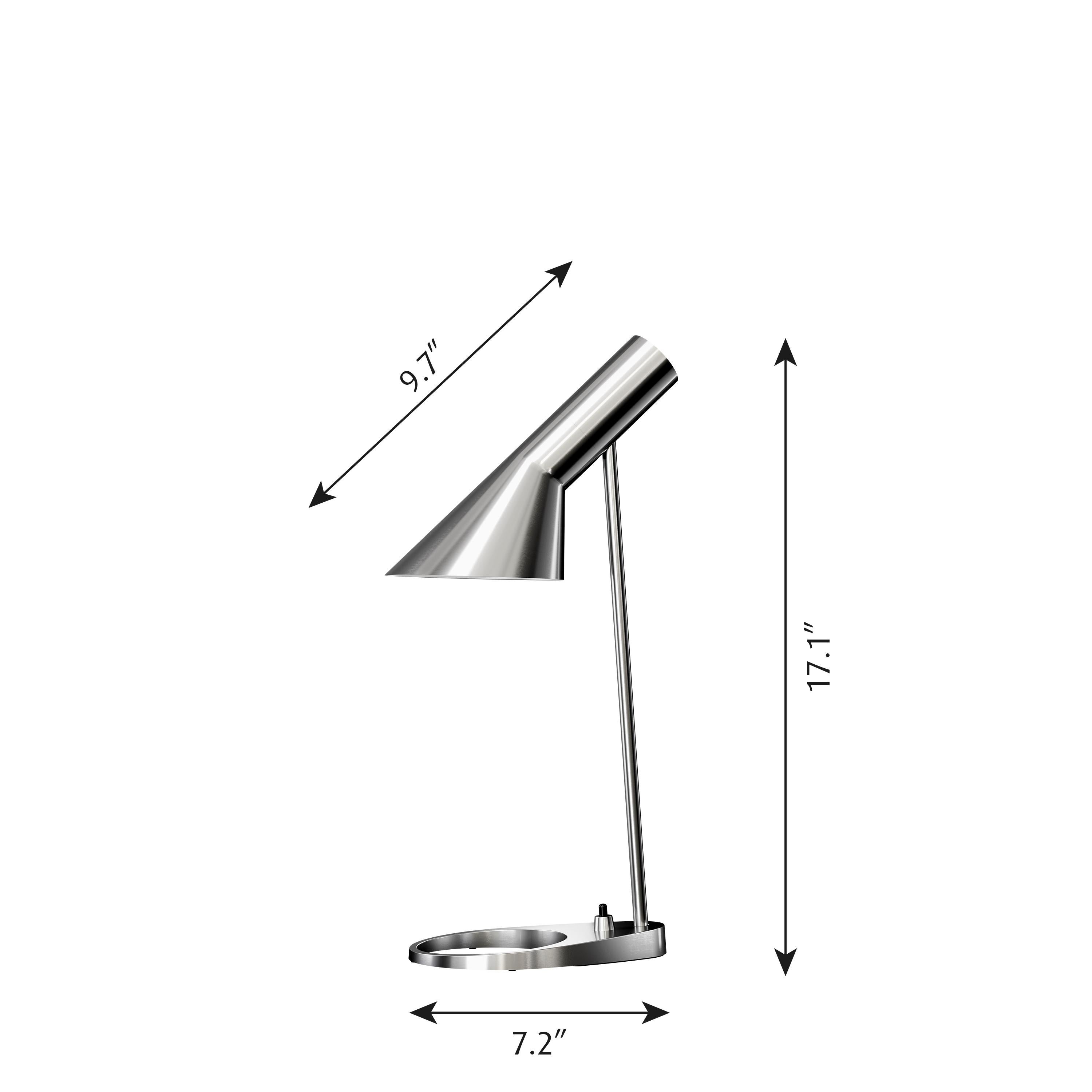 Scandinavian Modern Arne Jacobsen 'AJ Mini' Table Lamp in Stainless Steel for Louis Poulsen For Sale