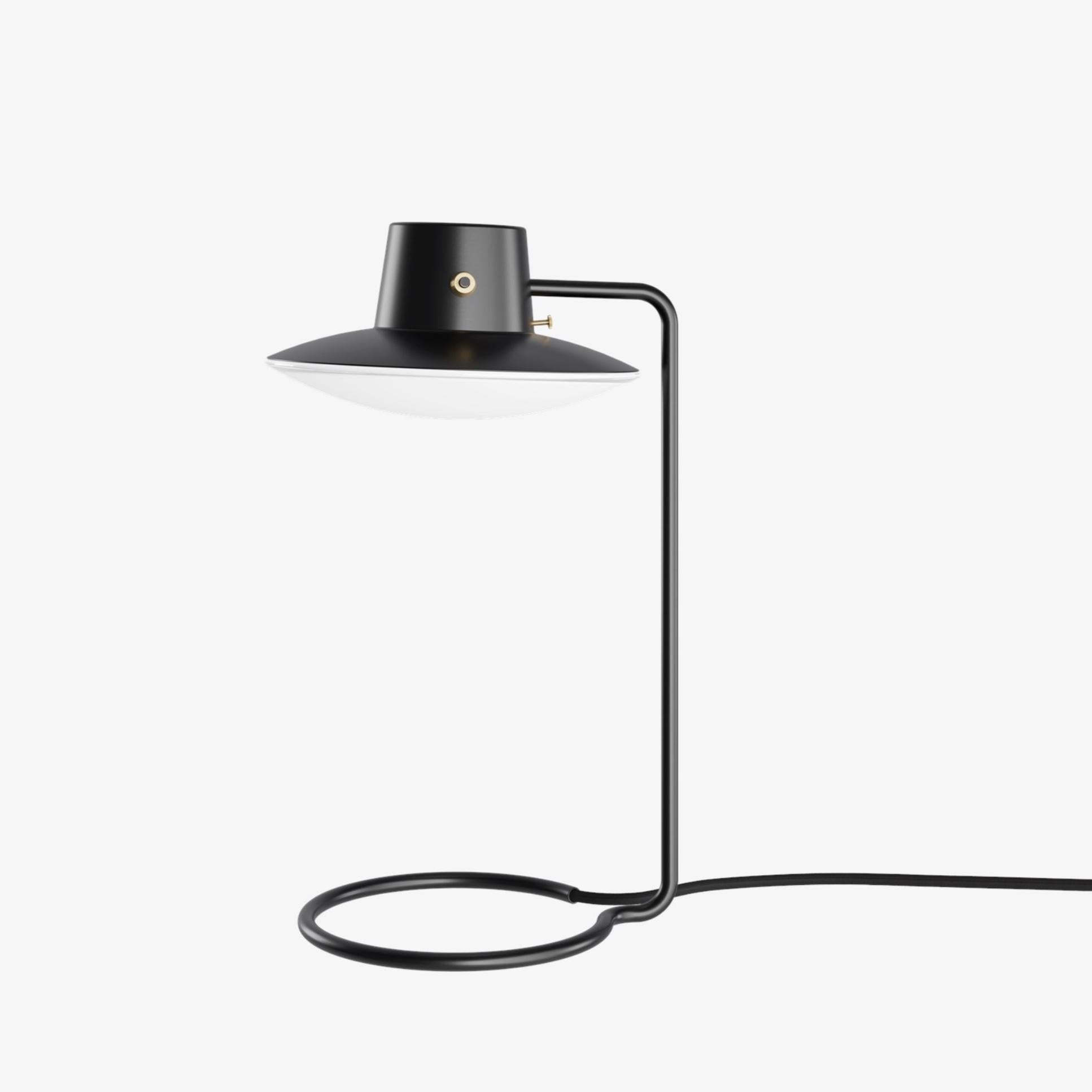Metal Arne Jacobsen AJ Oxford Table Lamp in Opaline Glass 410mm for Louis Poulsen 1963 For Sale