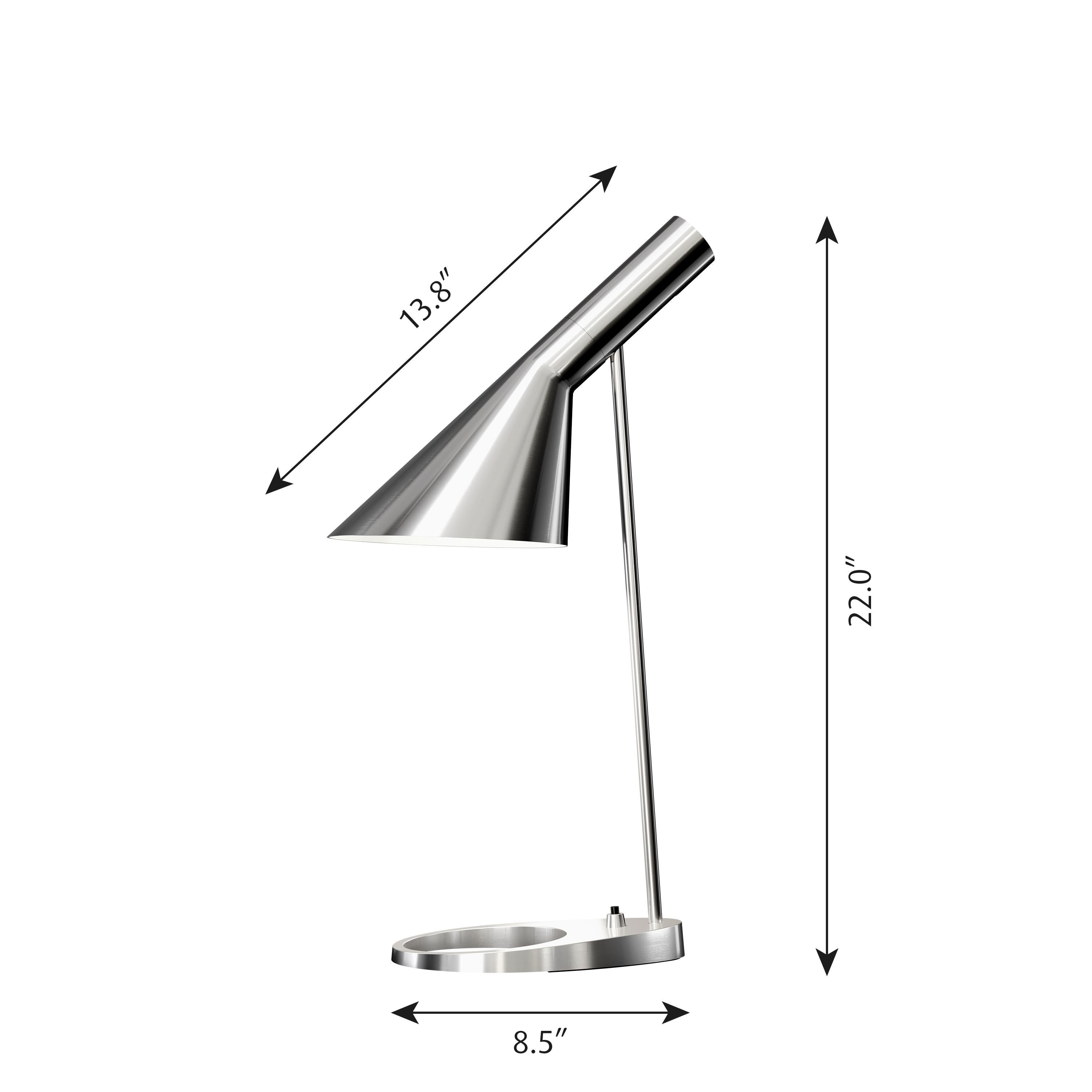 Danish Arne Jacobsen AJ Table Lamp in Stainless Steel for Louis Poulsen For Sale