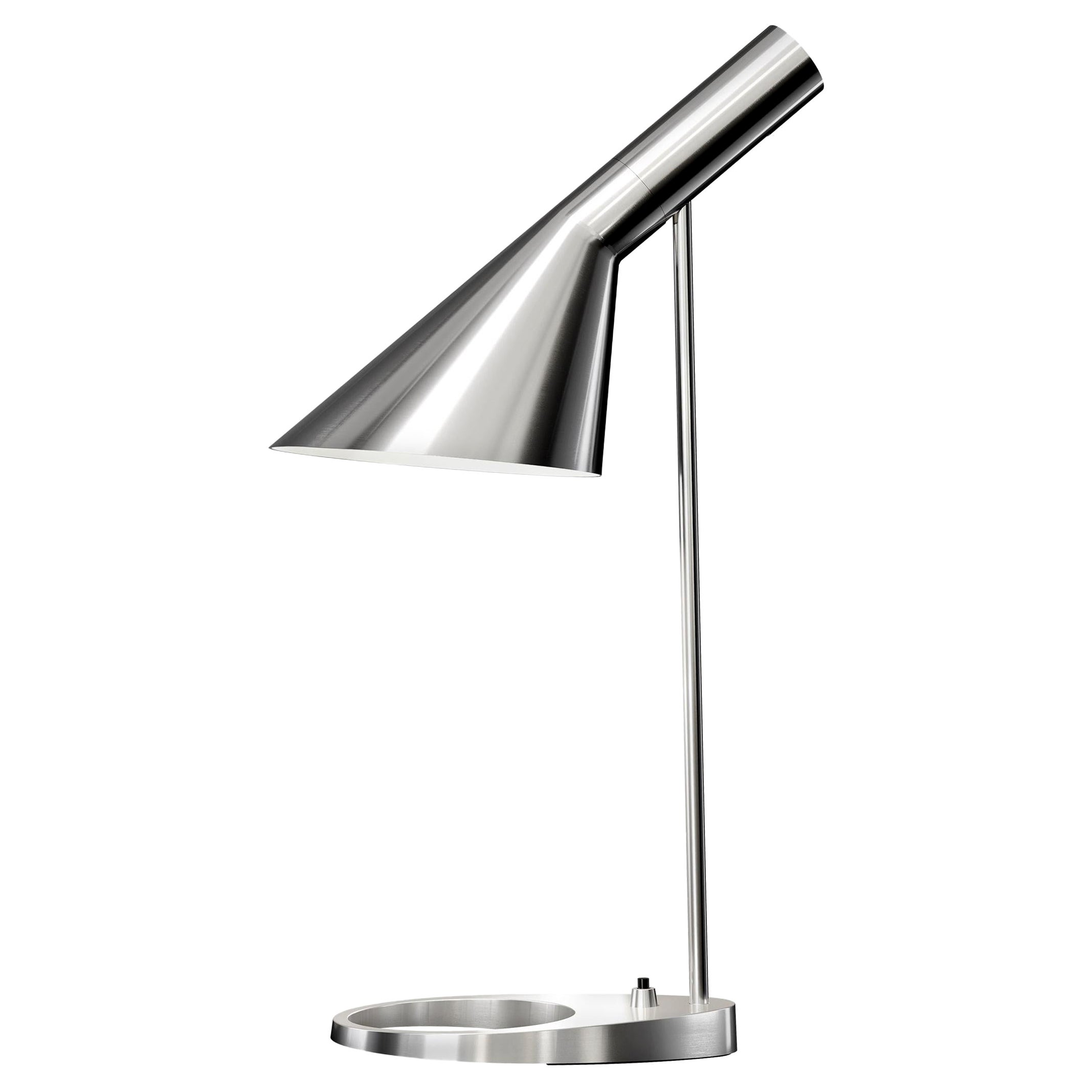 Arne Jacobsen AJ-Tischlampe aus Edelstahl für Louis Poulsen