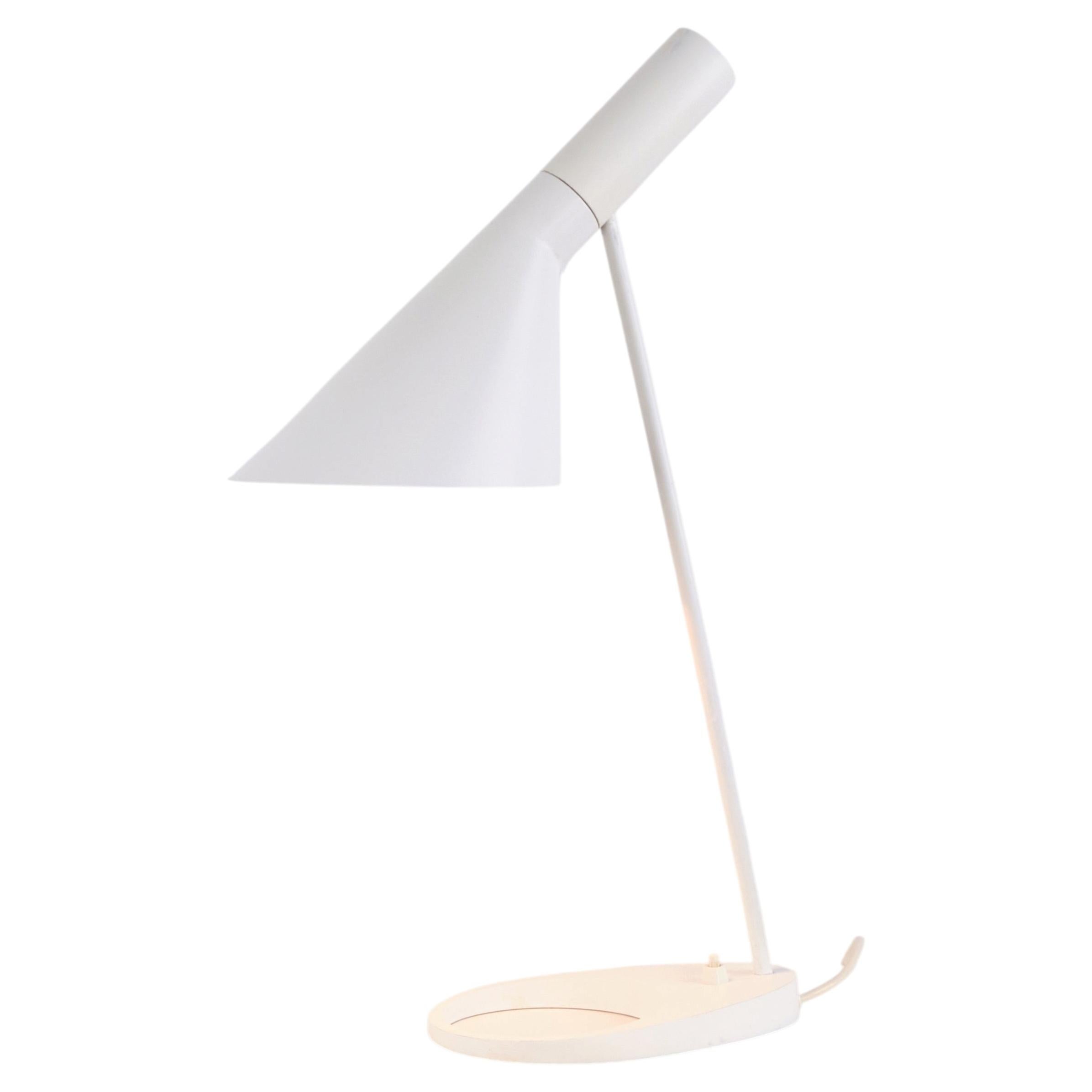 Arne Jacobsen AJ Table Lamp in White by Louis Poulsen 1957 For Sale
