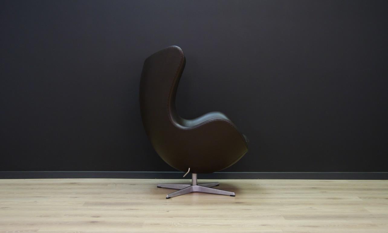 Woodwork Arne Jacobsen Armchair the Egg Danish Design 1980s Brown Leather For Sale