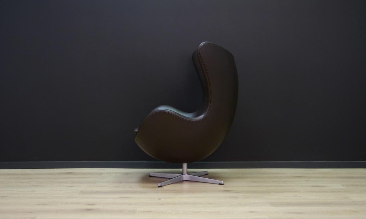 Arne Jacobsen Armchair the Egg Danish Design 1980s Brown Leather For Sale 1