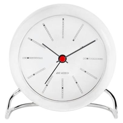 Reloj de mesa «Bankers» de Arne Jacobsen, blanco, Ø 4,3 pulgadas