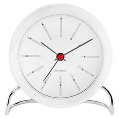 Reloj de mesa «Bankers» de Arne Jacobsen, blanco, Ø 4,3 pulgadas