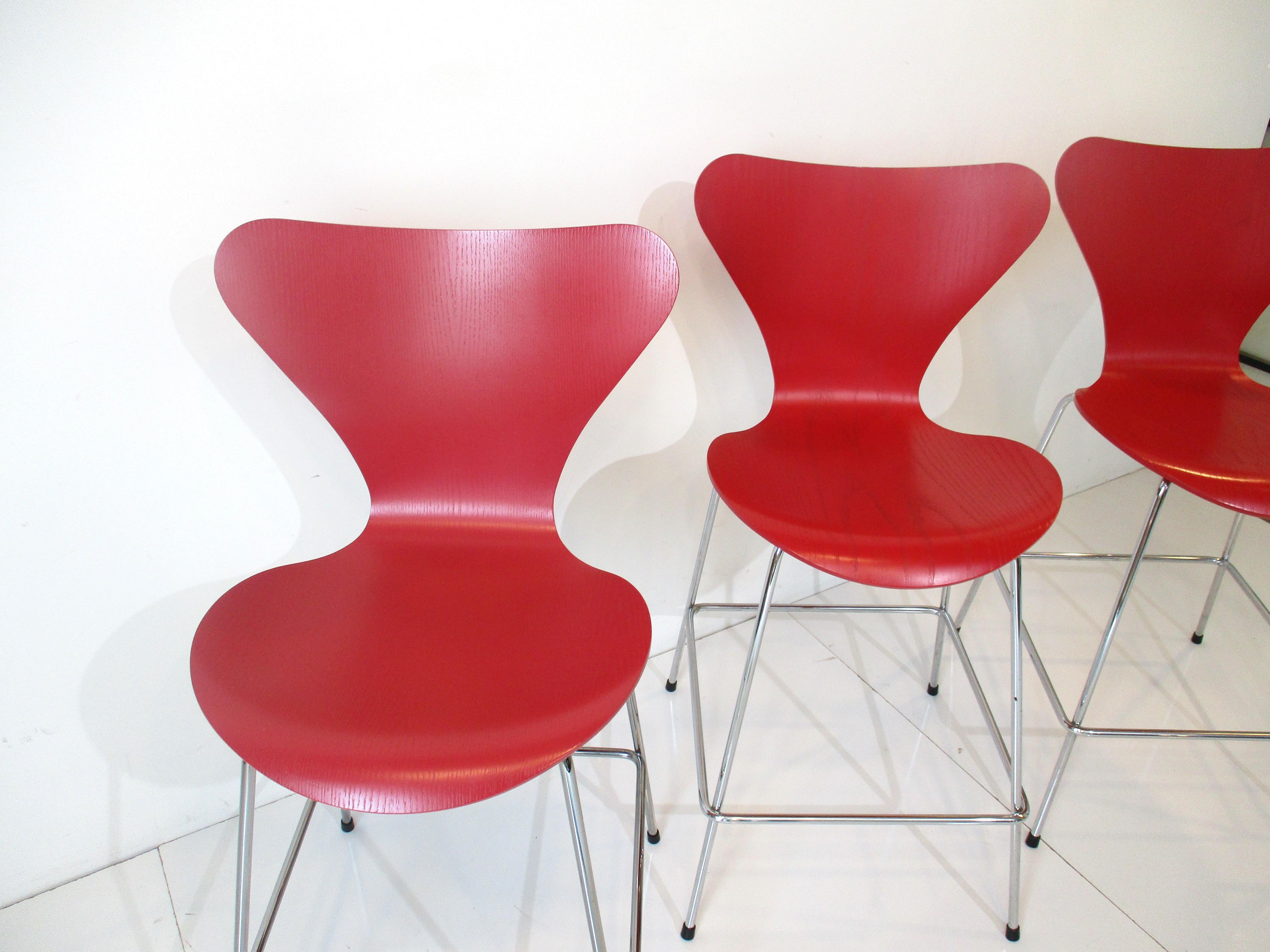 Arne Jacobsen Bar / Counter Stools for Fritz Hansen Denmark 1