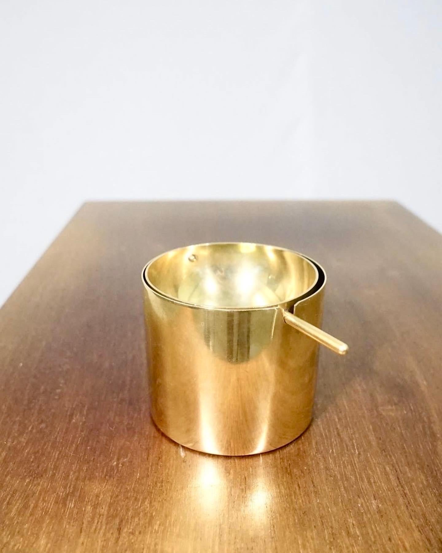 Scandinavian Modern Arne Jacobsen Brass Ashtray Manufactured by Stelton