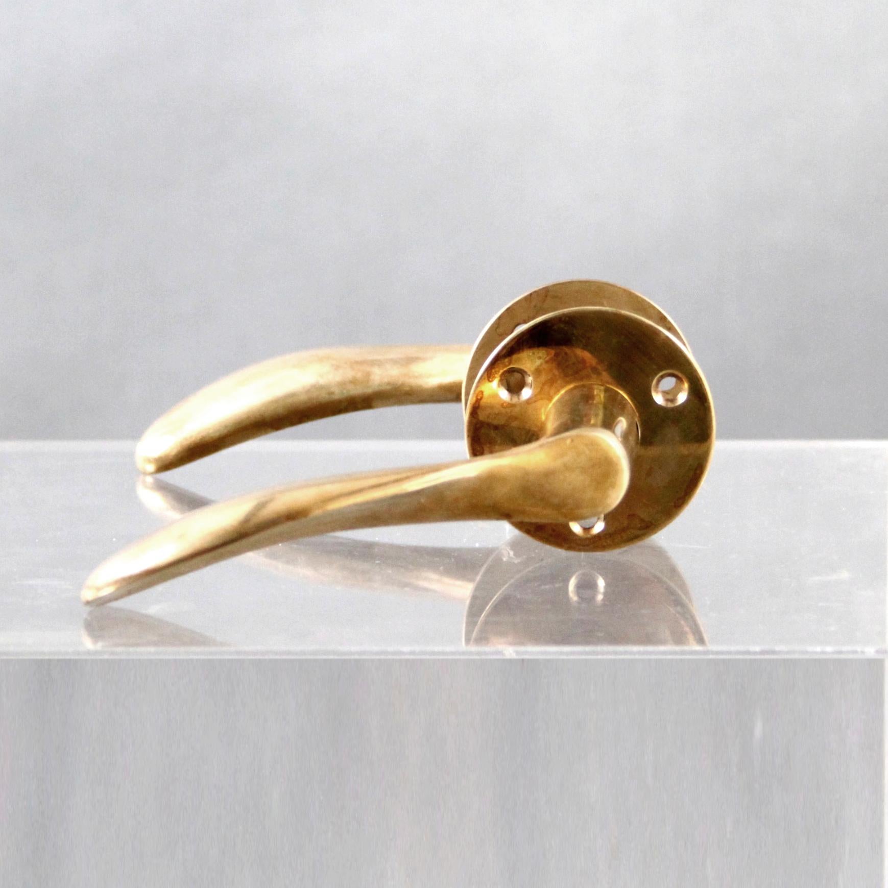 Scandinavian Modern Arne Jacobsen Door Handles in Solid Brass