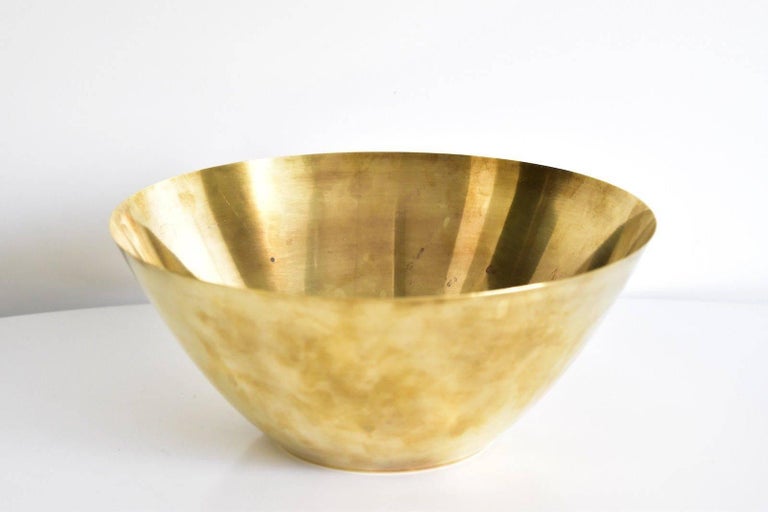 Arne Jacobsen Brass Line Bowl by Stelton Made in Denmark For Sale at