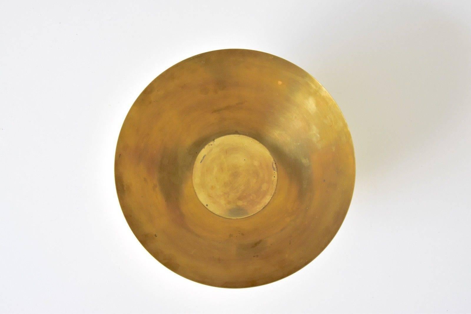 Scandinavian Modern Arne Jacobsen Brass Line Bowl by Stelton Made in Denmark