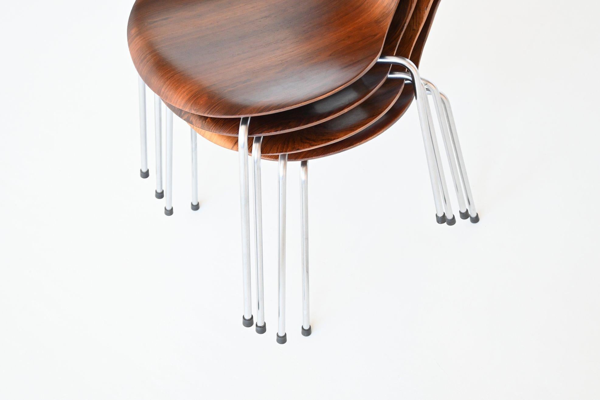 Arne Jacobsen Butterfly Dining Chairs Rosewood Fritz Hansen, Denmark, 1965 5