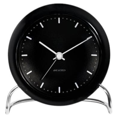 Reloj de mesa «City Hall» de Arne Jacobsen, negro, Ø 4,3 pulgadas