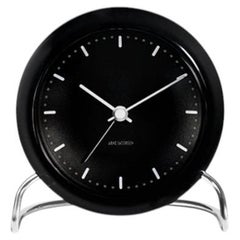 Arne Jacobsen 'City Hall' Table Clock, Black, Ø 4.3 in