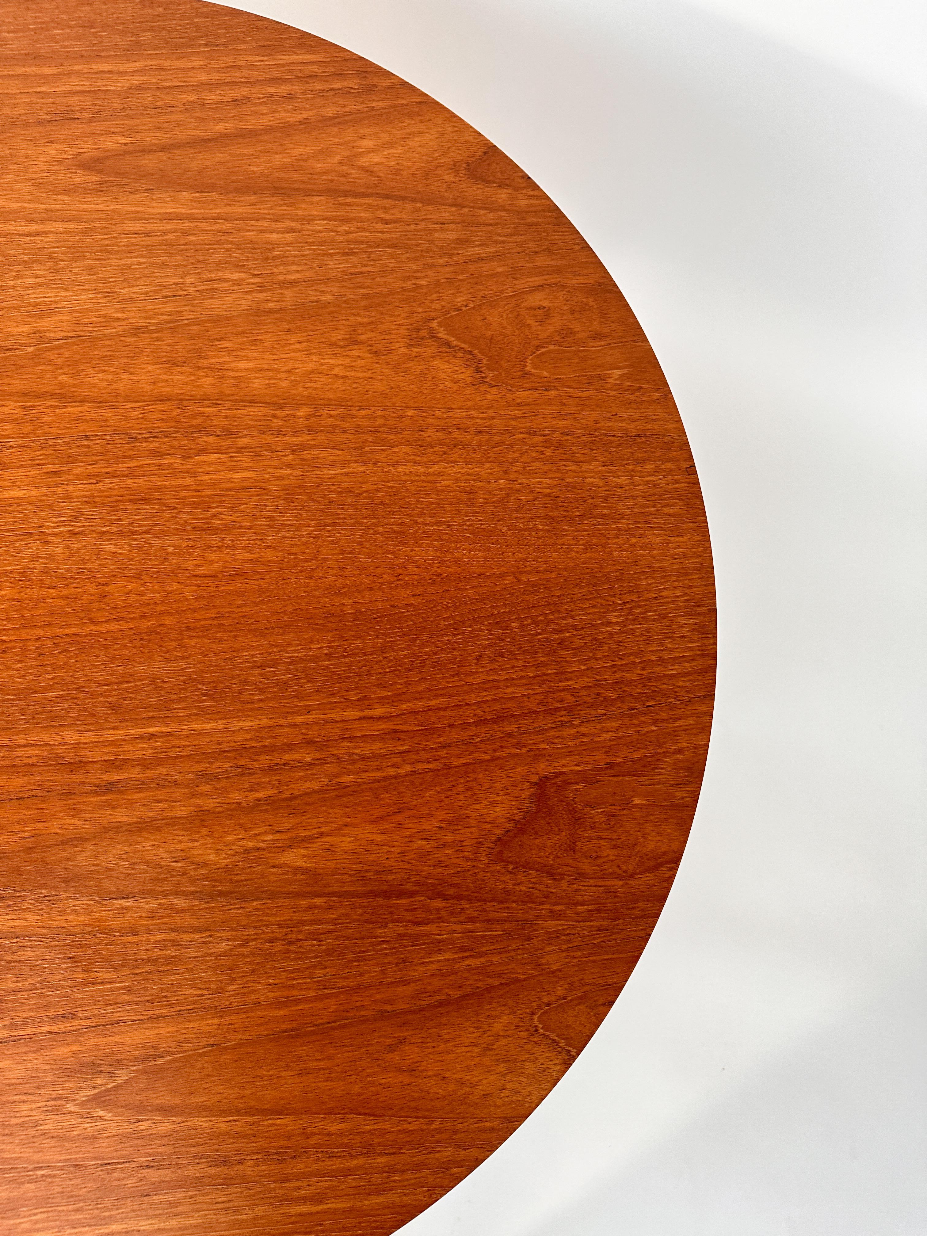Aluminum Arne Jacobsen Coffee Table Fritz Hansen Teak Three Legged Denmark 1960s