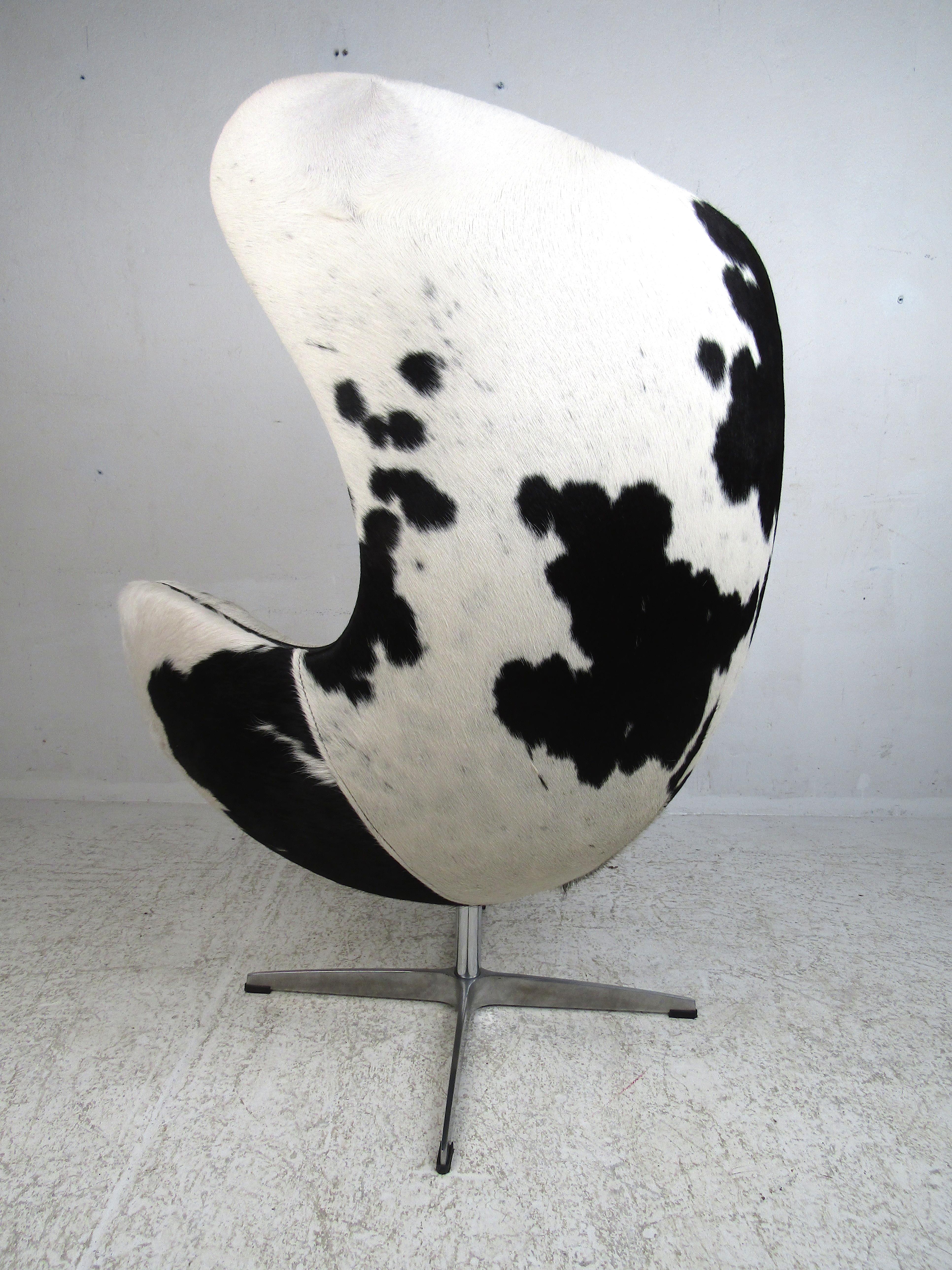 Mid-Century Modern Arne Jacobsen Cow-Hide Egg Chair