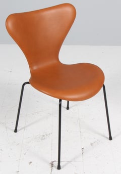 Arne Jacobsen Model 3107 Dining Chair, Leather, Danish Design, 1960s