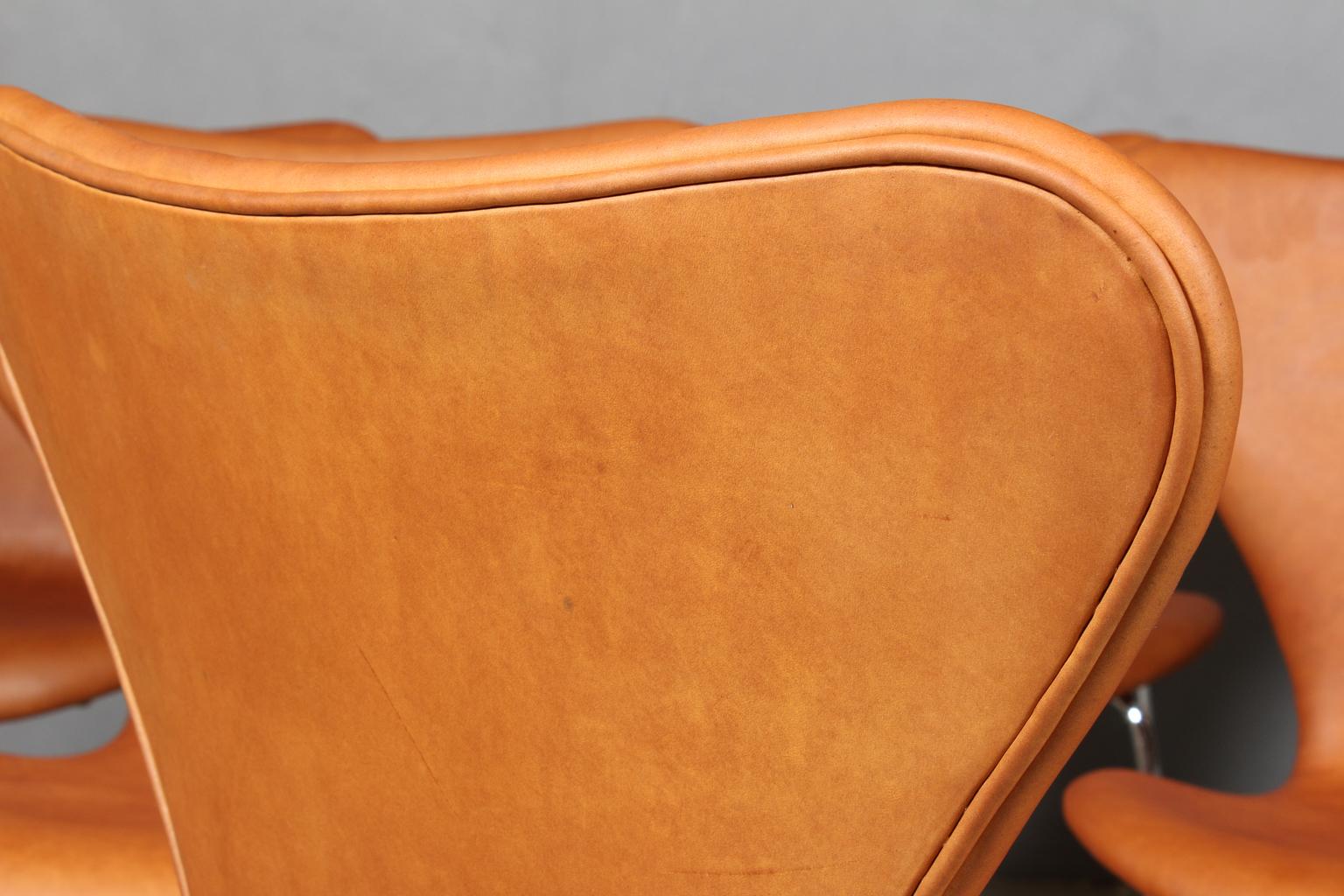 Cuir Chaise de salle à manger Arne Jacobsen en vente