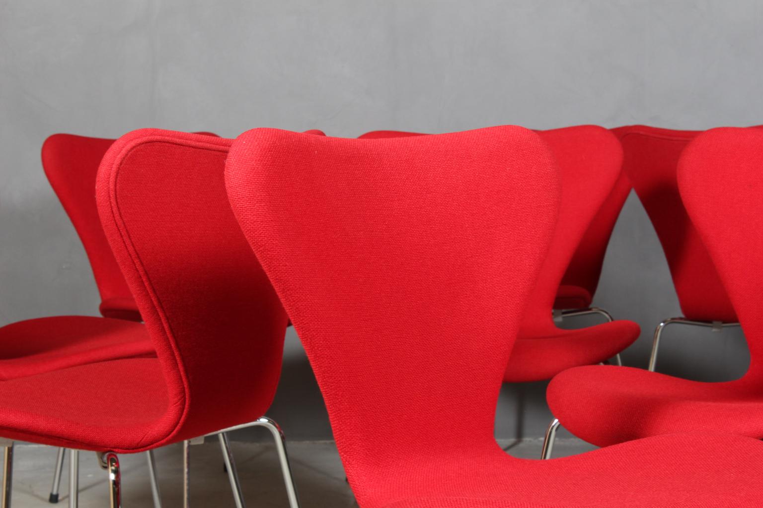Mid-20th Century Arne Jacobsen Dining Chair, Model 'Syveren' 3107, Original Upholstery Hallingdal