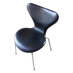 Retro Arne Jacobsen, Dining Chair or, Series 7, Fritz Hansen, Black Leather