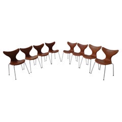 Arne Jacobsen Dining Chairs Cognac Leather Model Lily 1970s Fritz Hansen Denmark