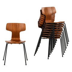 Arne Jacobsen Dining Chairs Model 3103 / 'T' Produced by Fritz Hansen