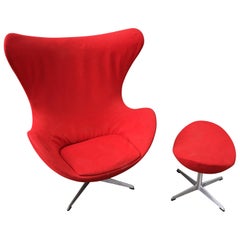 Retro Arne Jacobsen Egg Chair and Ottoman