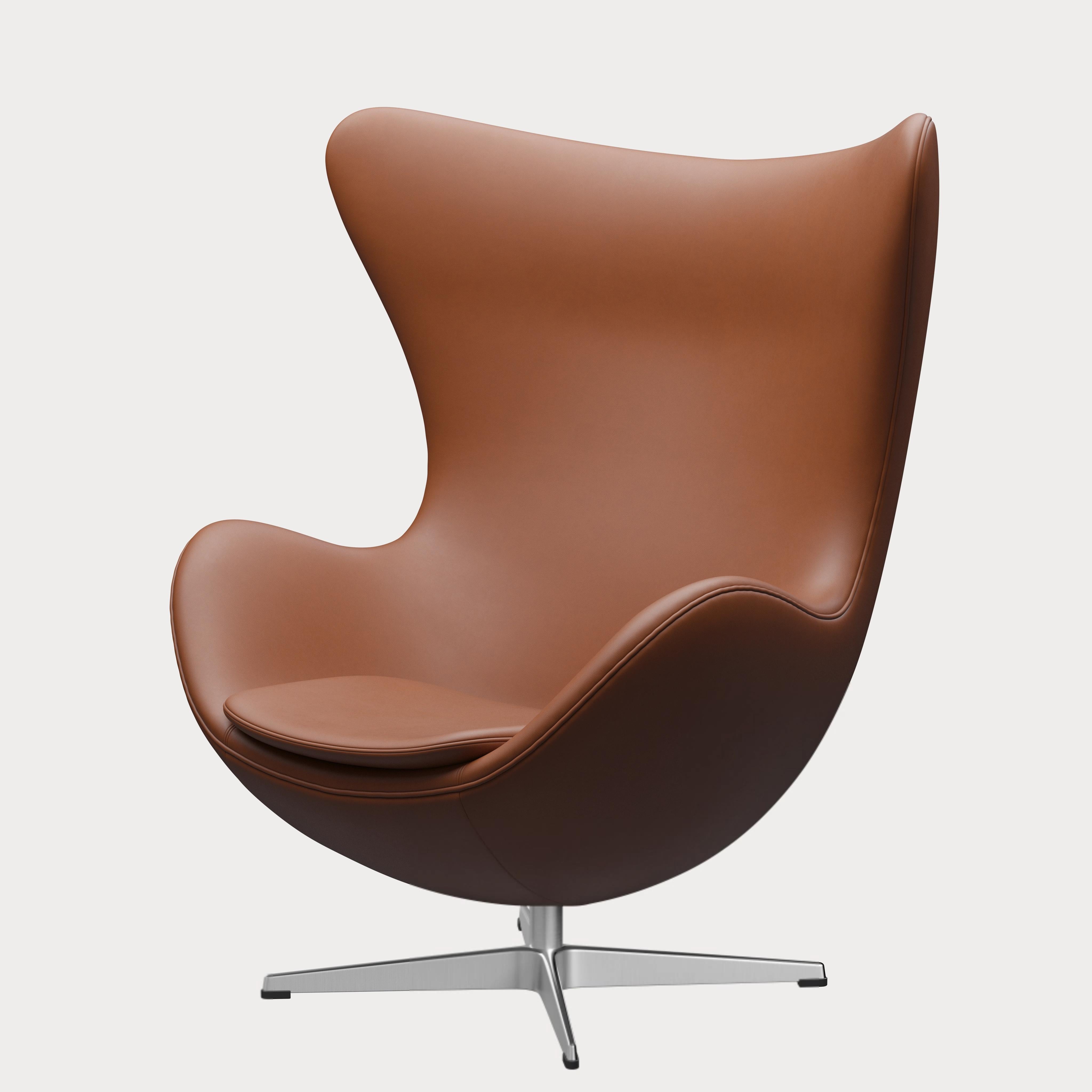 Arne Jacobsen „Egg“-Stuhl für Fritz Hansen mit Lederpolsterung (Cat. 3) im Angebot 5