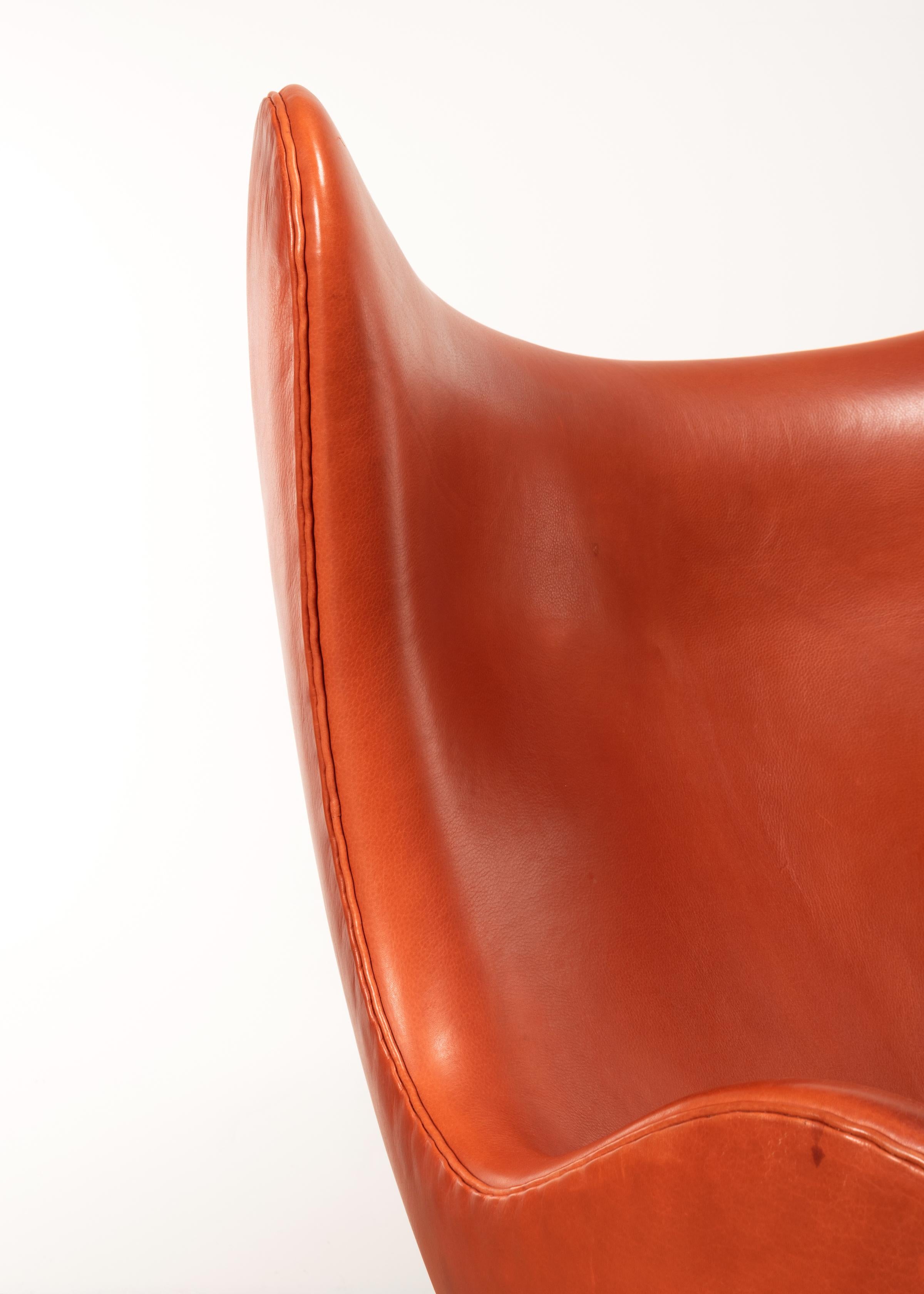Arne Jacobsen Eierstuhl aus hell Patined Grace-Leder von Fitz Hansen 9