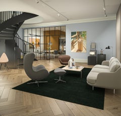 Arne Jacobsen 'Egg' Footstool for Fritz Hansen in Fabric Upholstery (Cat. 1)