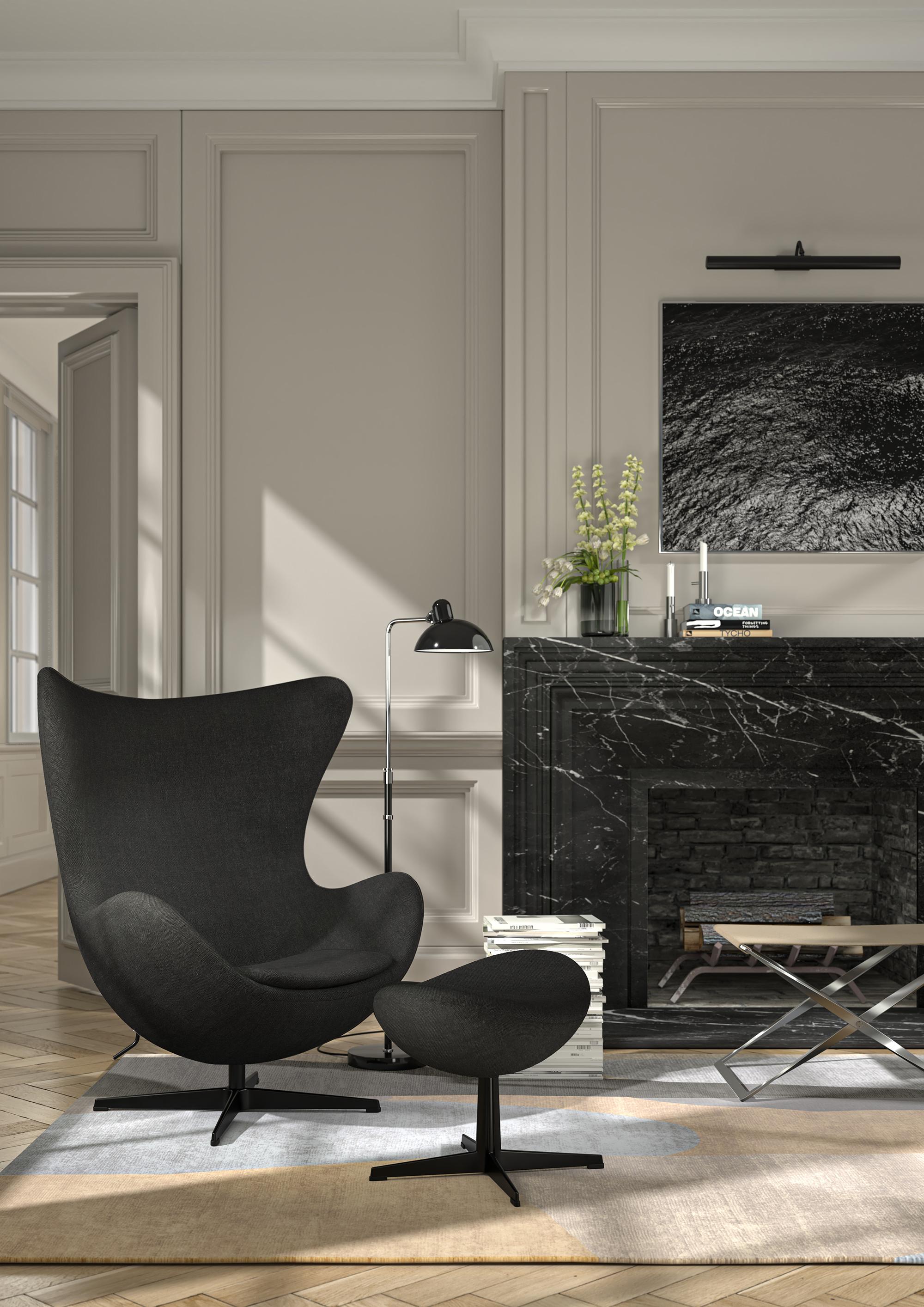 Scandinavo moderno Sgabello 'Egg' di Arne Jacobsen per Fritz Hansen con rivestimento in tessuto (Cat. 3) in vendita