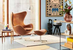 Arne Jacobsen 'Egg' Footstool for Fritz Hansen in Leather Upholstery (Cat. 5)