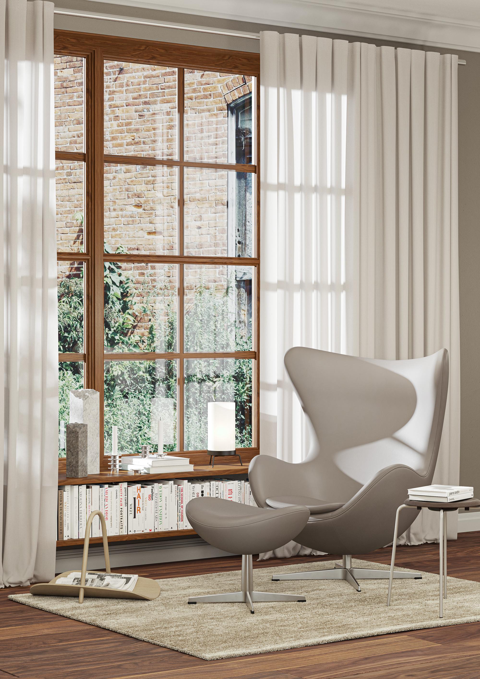 Fußhocker „Egg“ von Arne Jacobsen für Fritz Hansen mit Lederpolsterung (Cat. 5) (Dänisch) im Angebot