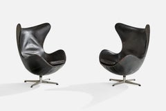 Arne Jacobsen, „Egg“-Loungesessel, Leder, Stahl, Dänemark, 1958