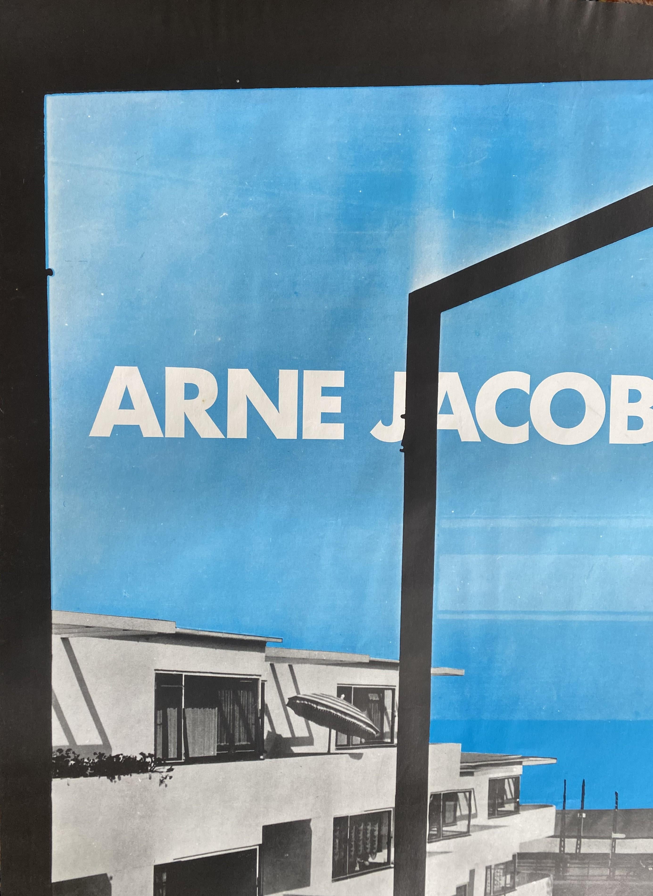 Scandinavian Modern Arne Jacobsen Exhibition poster in Copenhagen 1991 vintage Danish Design For Sale