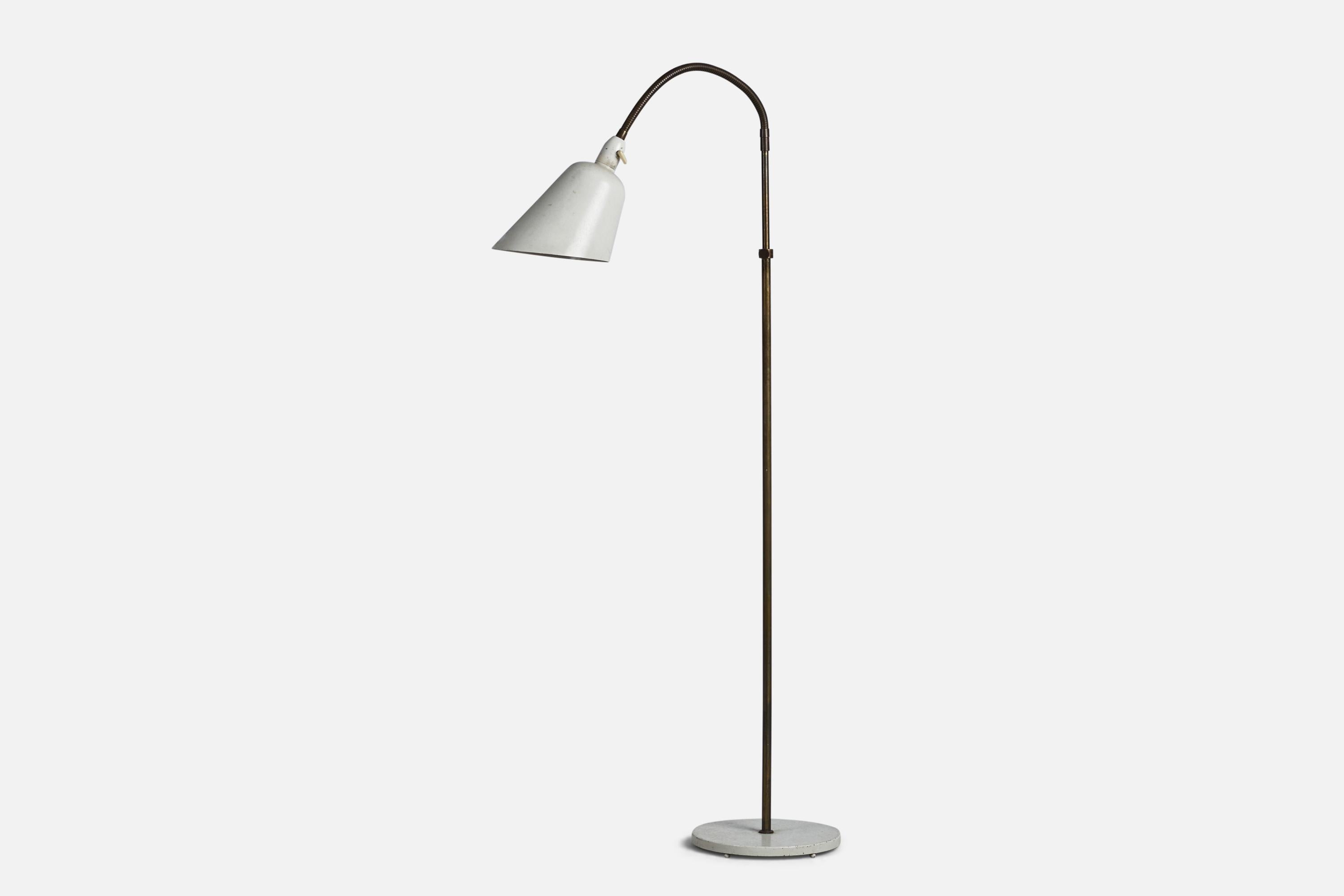 Scandinavian Modern Arne Jacobsen, Floor Lamp, Brass, Metal, Denmark, 1930s For Sale