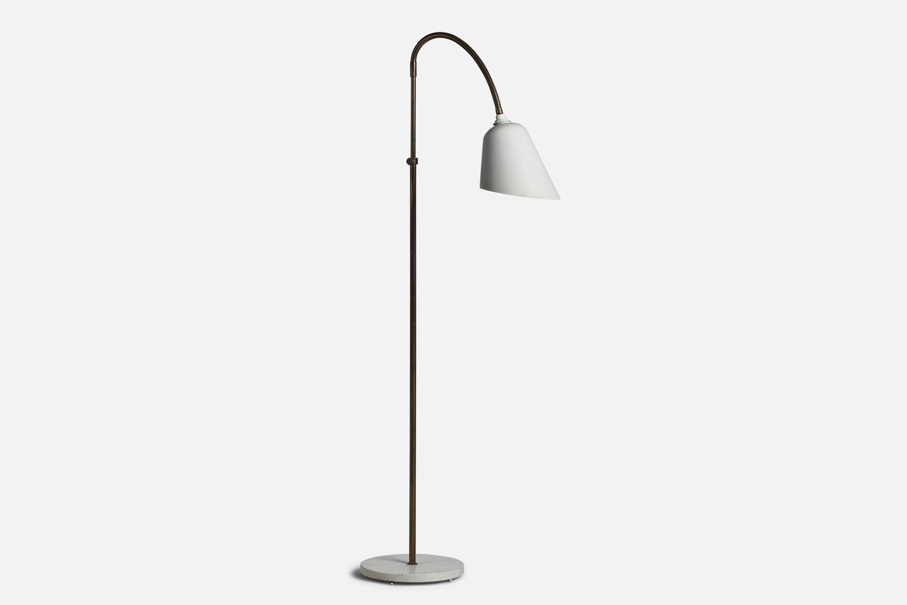 Arne Jacobsen, Floor Lamp, Brass, Metal, Denmark, 1930s In Good Condition For Sale In High Point, NC