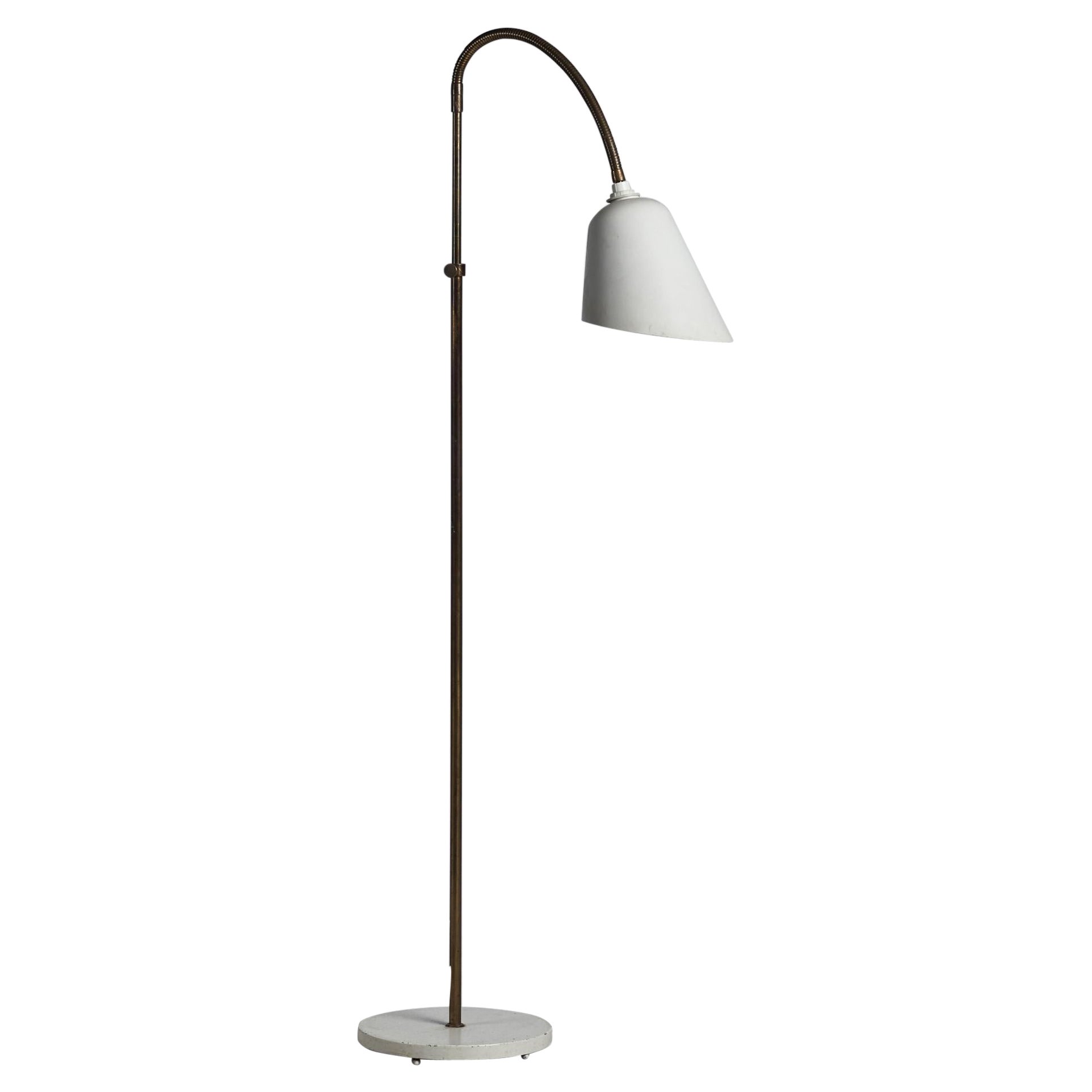 Arne Jacobsen, Lámpara de pie, Latón, Metal, Dinamarca, Década de 1930