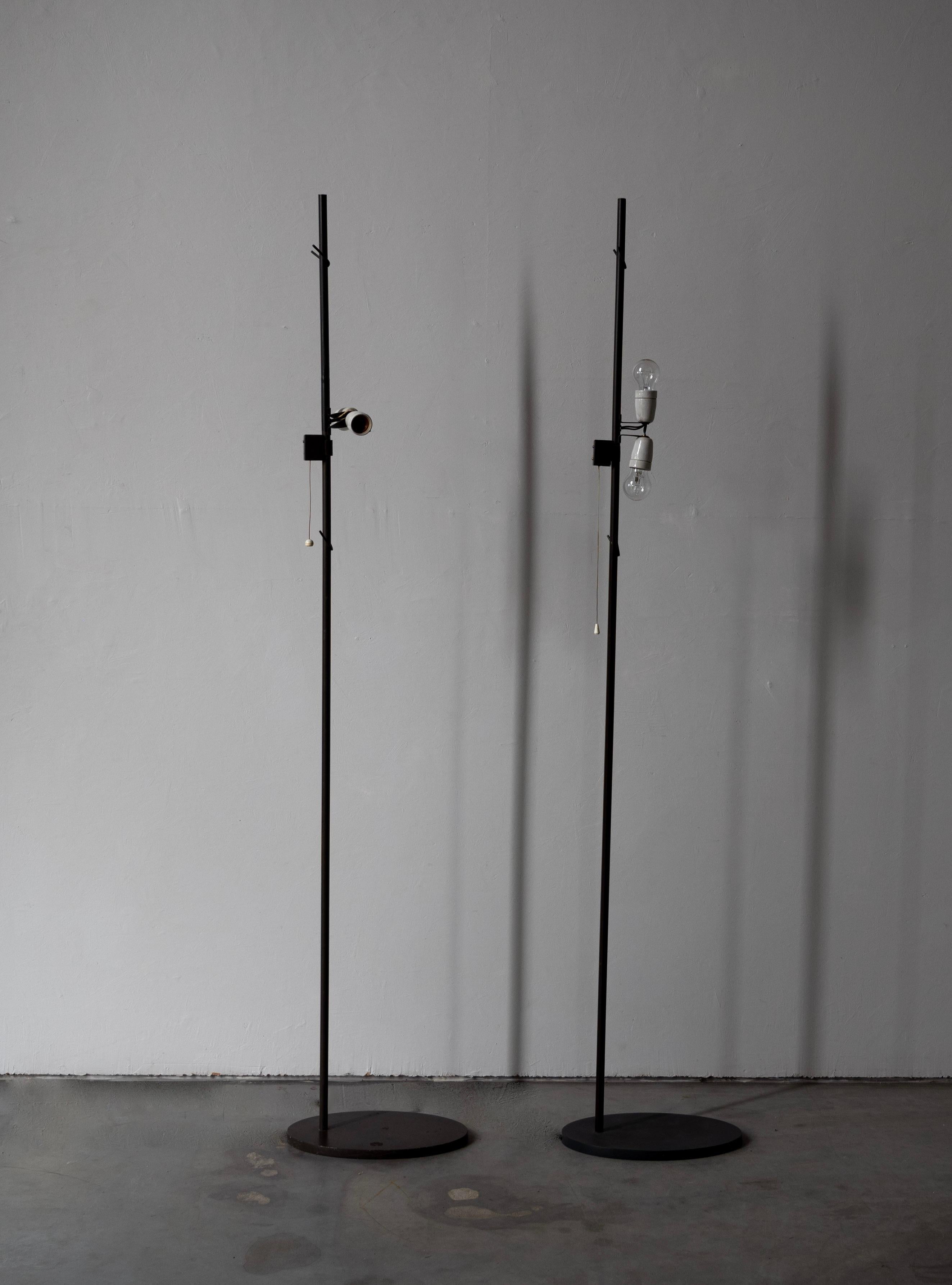 Mid-20th Century Arne Jacobsen, Floor Lamps, Steel, Silk, Louis Poulsen, Denmark, 1958