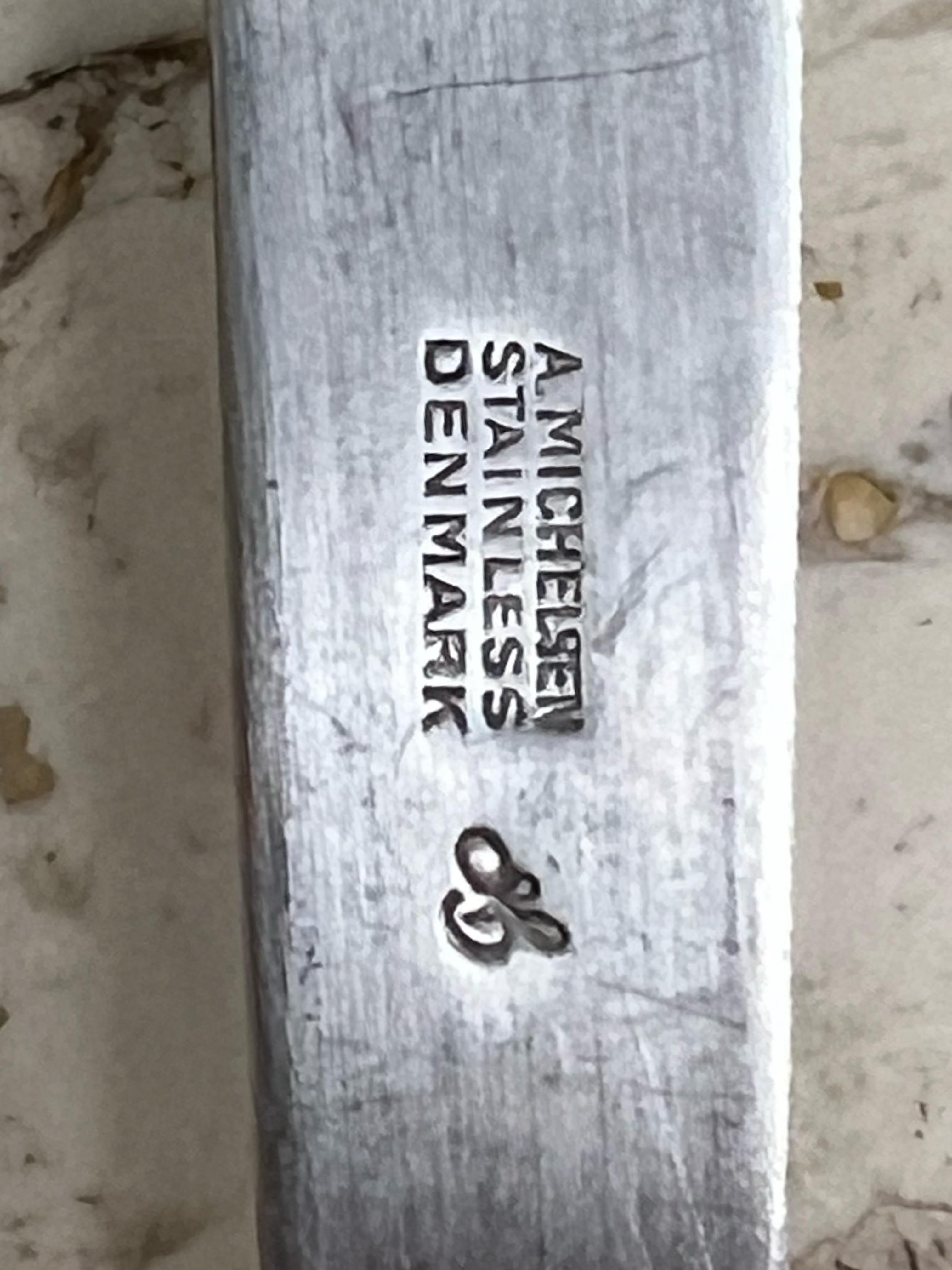 Arne Jacobsen for a Michelsen Stainless Server Set Denmark Matte - a Set of 2 In Good Condition For Sale In Charleston, SC