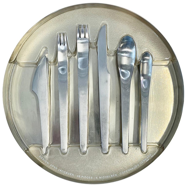 Arne Jacobsen for Anton Michelsen "AJ" Flatware for 8 at 1stDibs | arne  jacobsen flatware, arne jacobsen cutlery, arne jacobsen silverware
