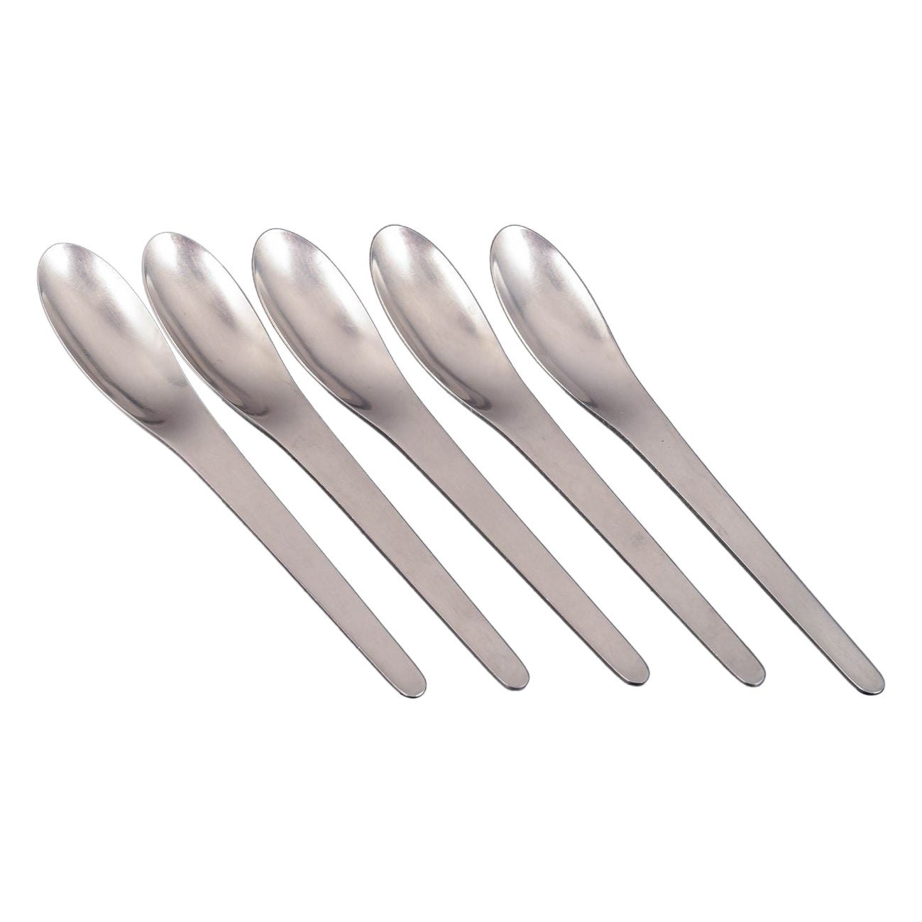 Arne Jacobsen for Anton Michelsen. Set of five dinner spoons in stainless steel. For Sale