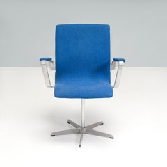 Arne Jacobsen for Fritz Hansen Blue Fabric Model 3291 Oxford Office Chair
